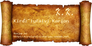 Királyfalvi Karion névjegykártya